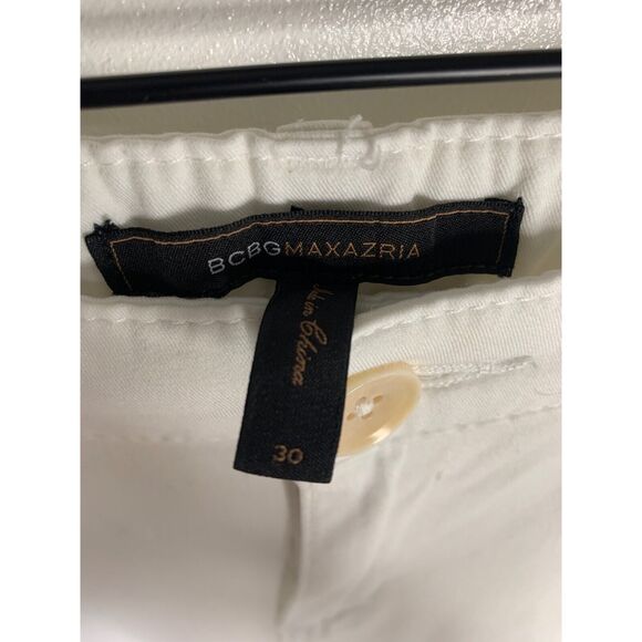 BCBGMAXAZRIA Womens White Cotton Blend Pants Size 30 - Picture 4 of 5
